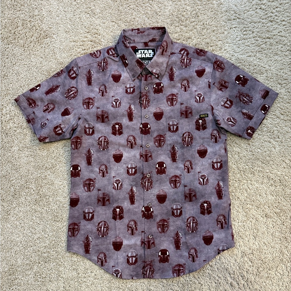 STAR WARS MANDALORIAN BOBAFETT LID RSVLTS BUTTON UP SHIRT SIZE XS NWOT